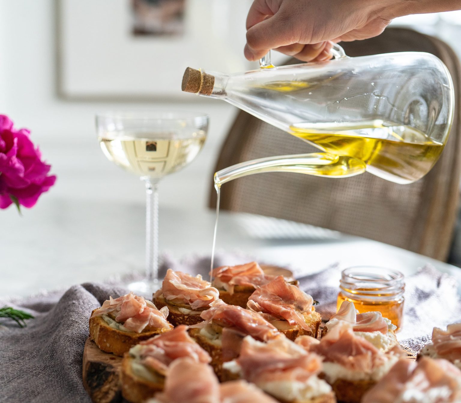 Grilled Pear, Prosciutto & Truffle Oil Crostini Endlessly