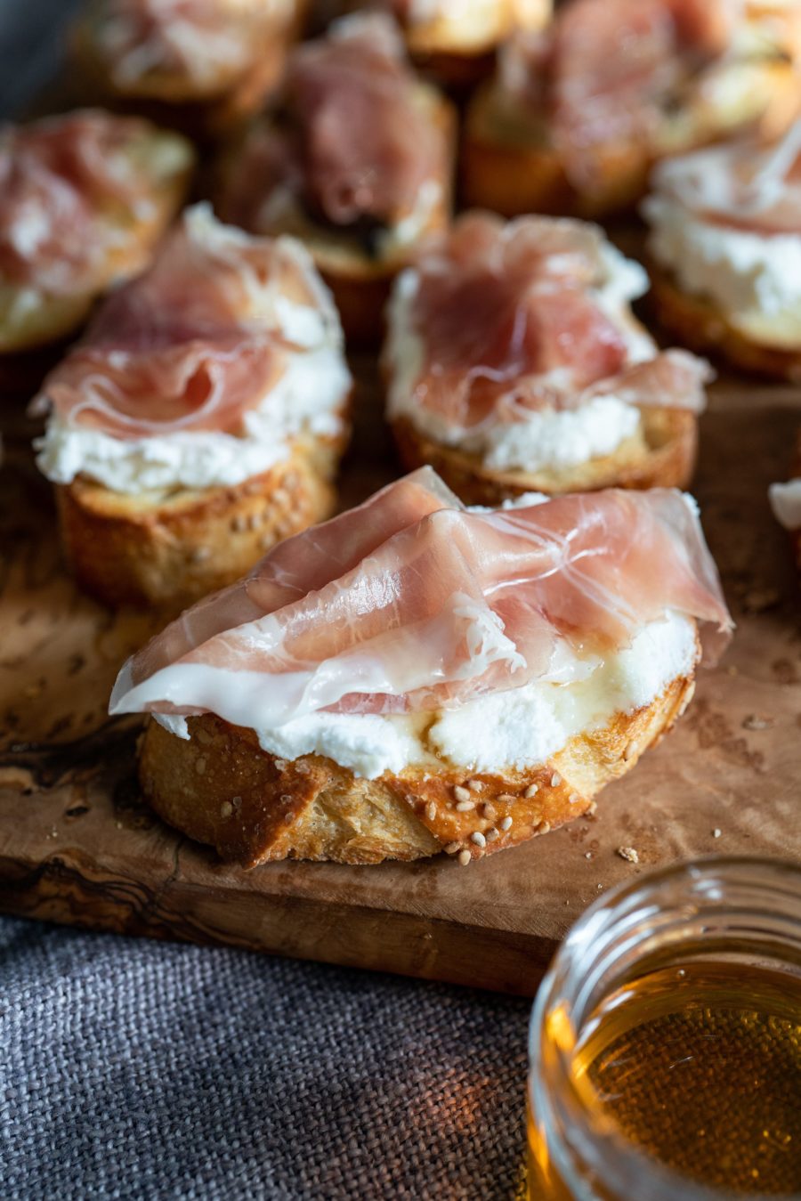 Ricotta, Prosciutto & Honey Crostini Endlessly Elated