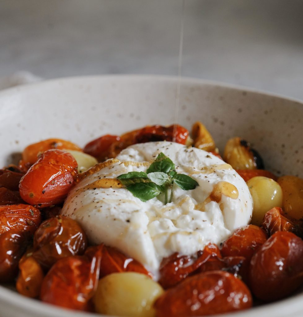 Roasted Tomato & Burrata with habanero honey