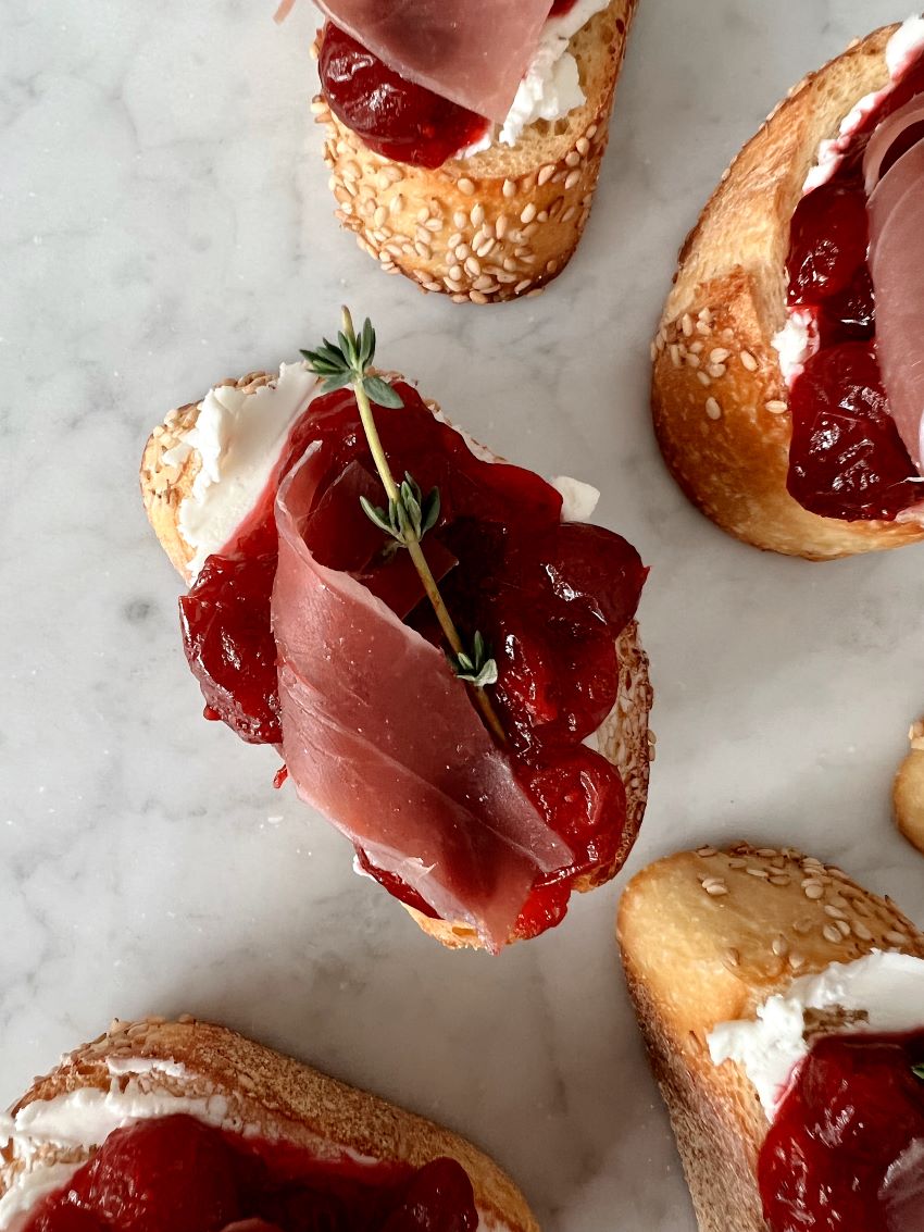 Cranberry Jam & Goat Cheese Crositini