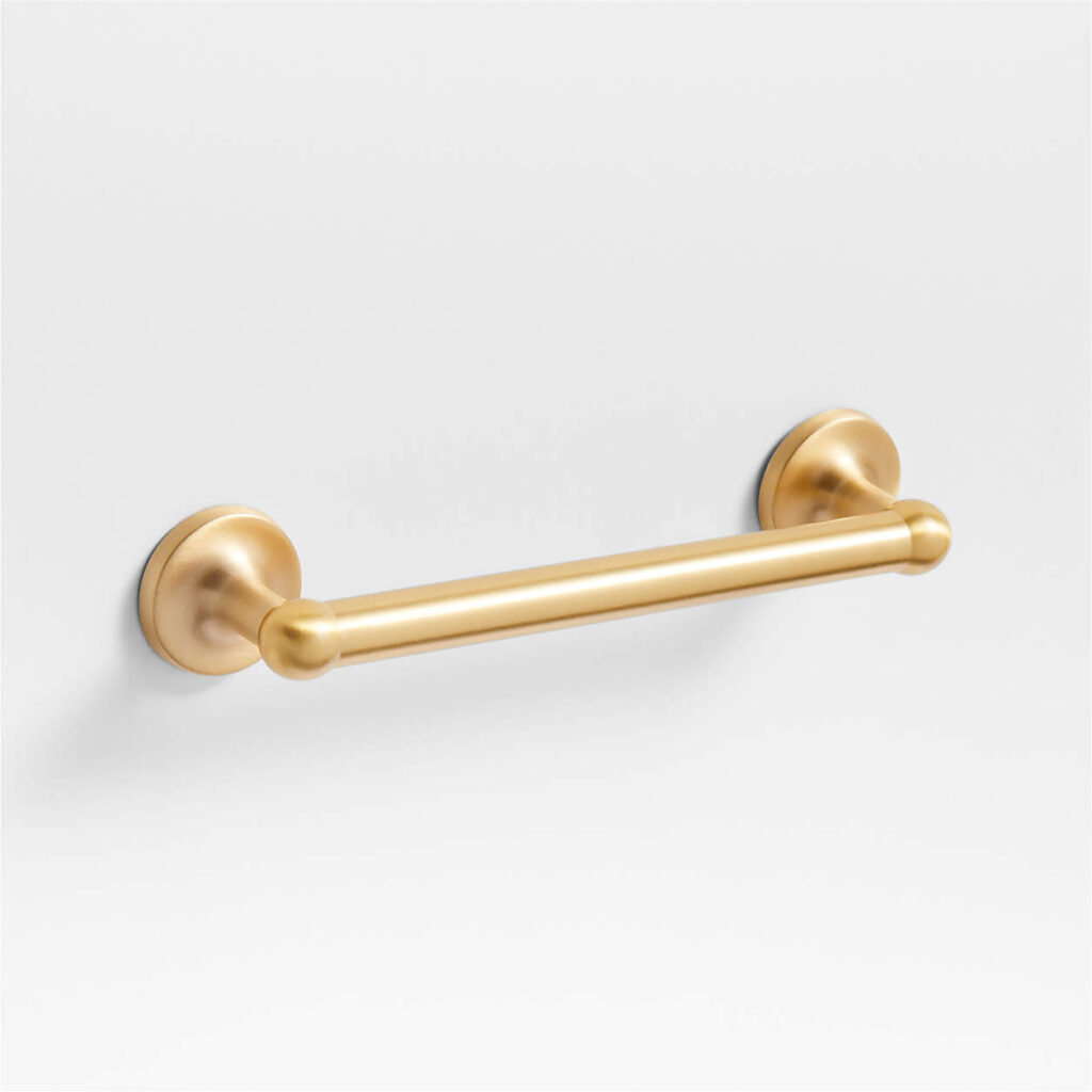 Crate&Barrel classic 4 round brass cabinet drawer bar pull